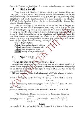 Toán - Chuyên đề Phân loại các dạng bài tập viết về phương trình đường thẳng trong không gian